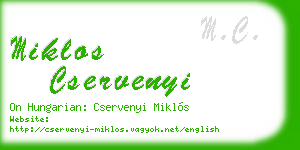 miklos cservenyi business card