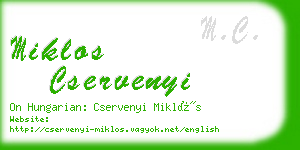 miklos cservenyi business card